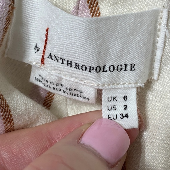 Anthropologie Edisto Paperbag-Waisted Linen Blend Striped Shorts Sz 2 - Picture 6 of 10